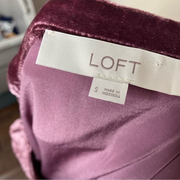 Loft Burgundy Velvet Off-Shoulder Top, Size S - Picture 3 of 5